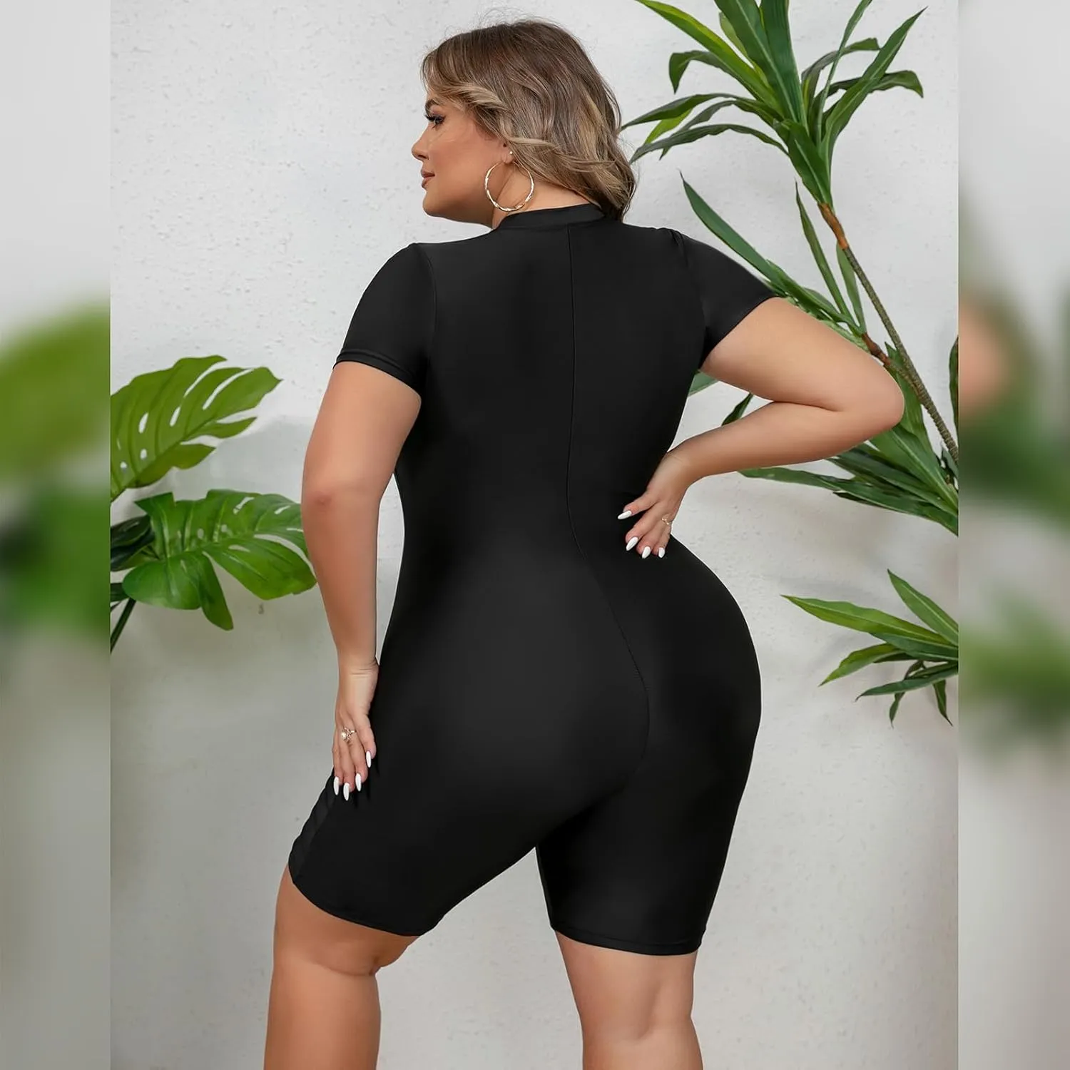 IKADEX Women Plus Size Rush Guard Zipper Swimwear Modest One-Piece Swimsuit Surfing Bathing Suit