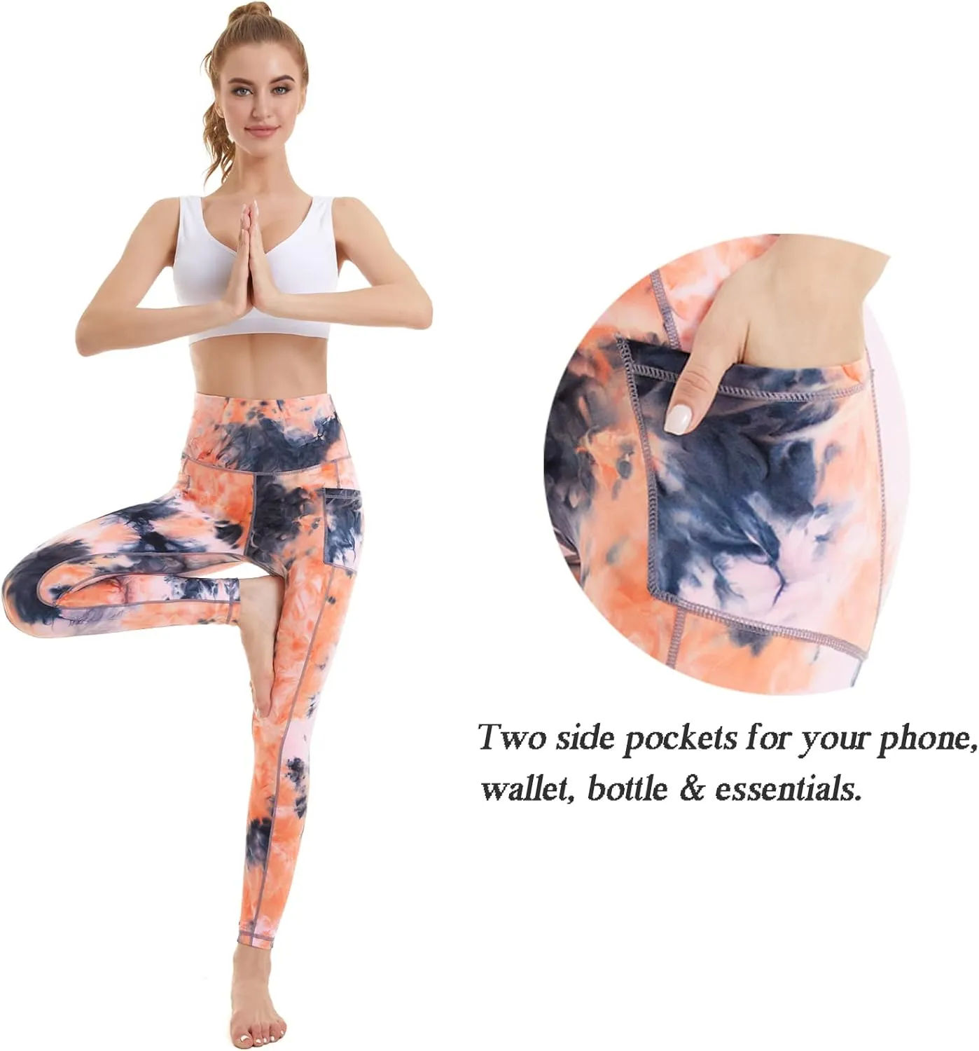 iniber High Waisted Yoga Pants with Pockets for Women 4-Way Stretch Soft Running Workout Leggings Athletic Yoga Pants