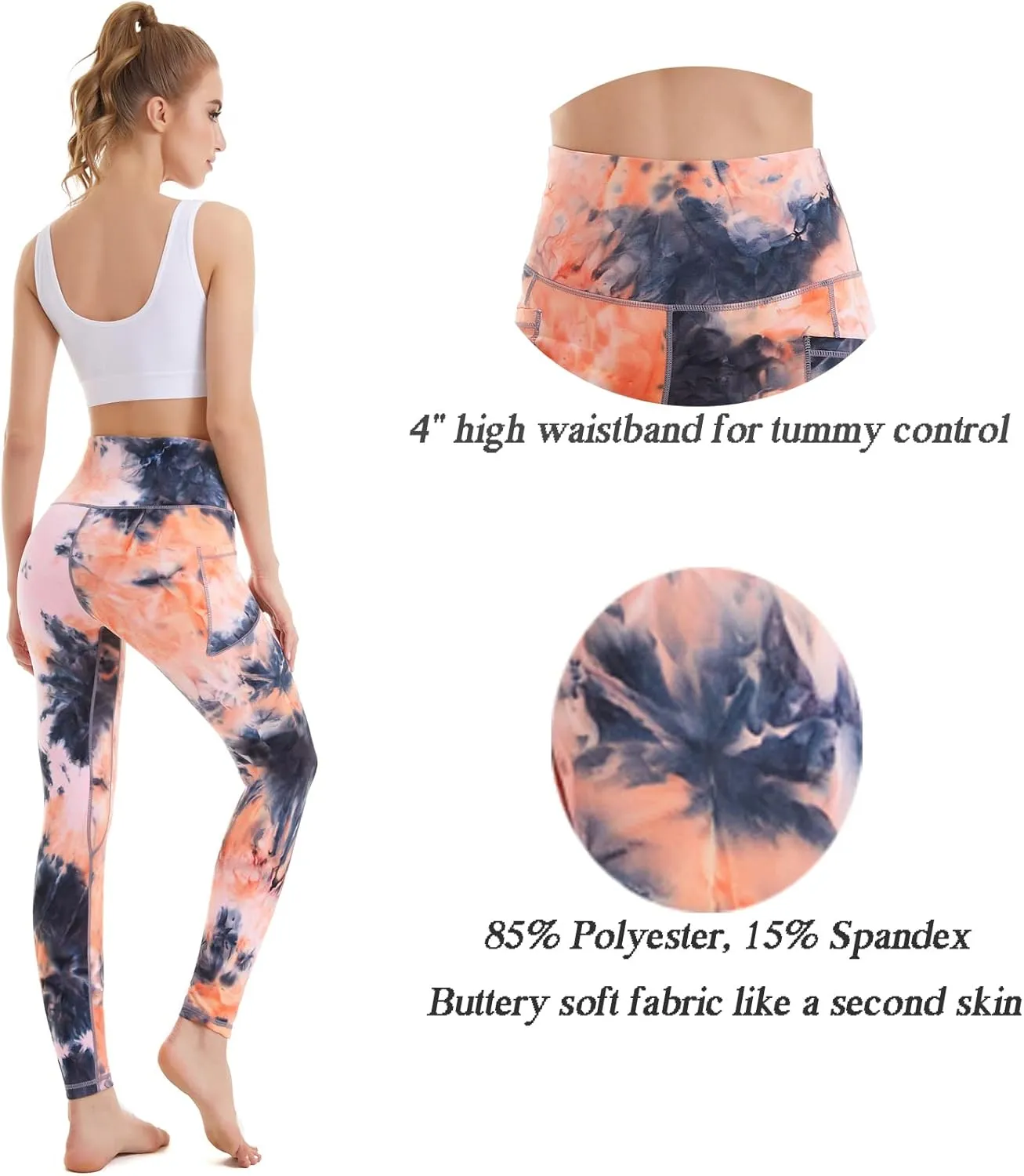 iniber High Waisted Yoga Pants with Pockets for Women 4-Way Stretch Soft Running Workout Leggings Athletic Yoga Pants