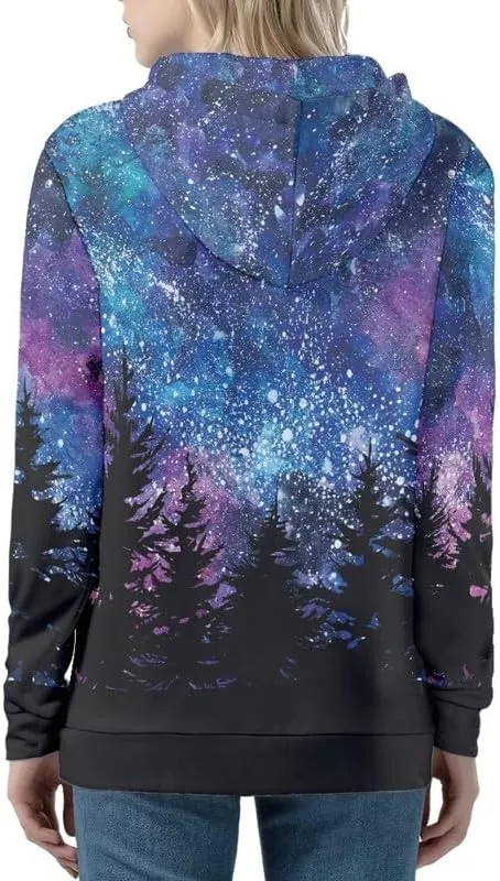 Irisjudy Womens Fall Jackets Hoodie with Pocket, Skulls,Island Flowers Zip Front Open Cardigan Hood Warm Outerwear XS-5XL