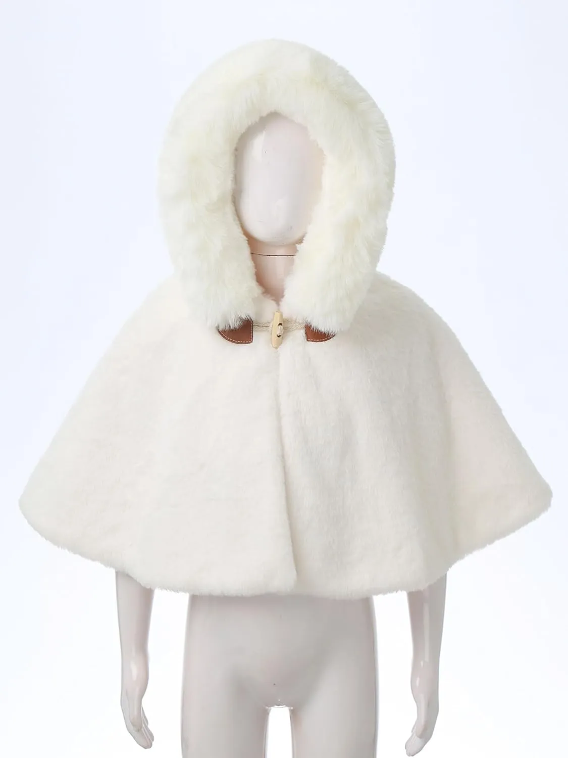 JEATHA Toddler Baby Girls Fleece Carseat Poncho Warm Winter Coat Kids Furry Hooded Cape Cloak Jacket Outerwear