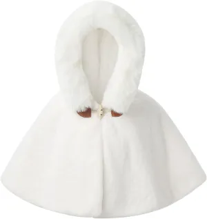 JEATHA Toddler Baby Girls Fleece Carseat Poncho Warm Winter Coat Kids Furry Hooded Cape Cloak Jacket Outerwear