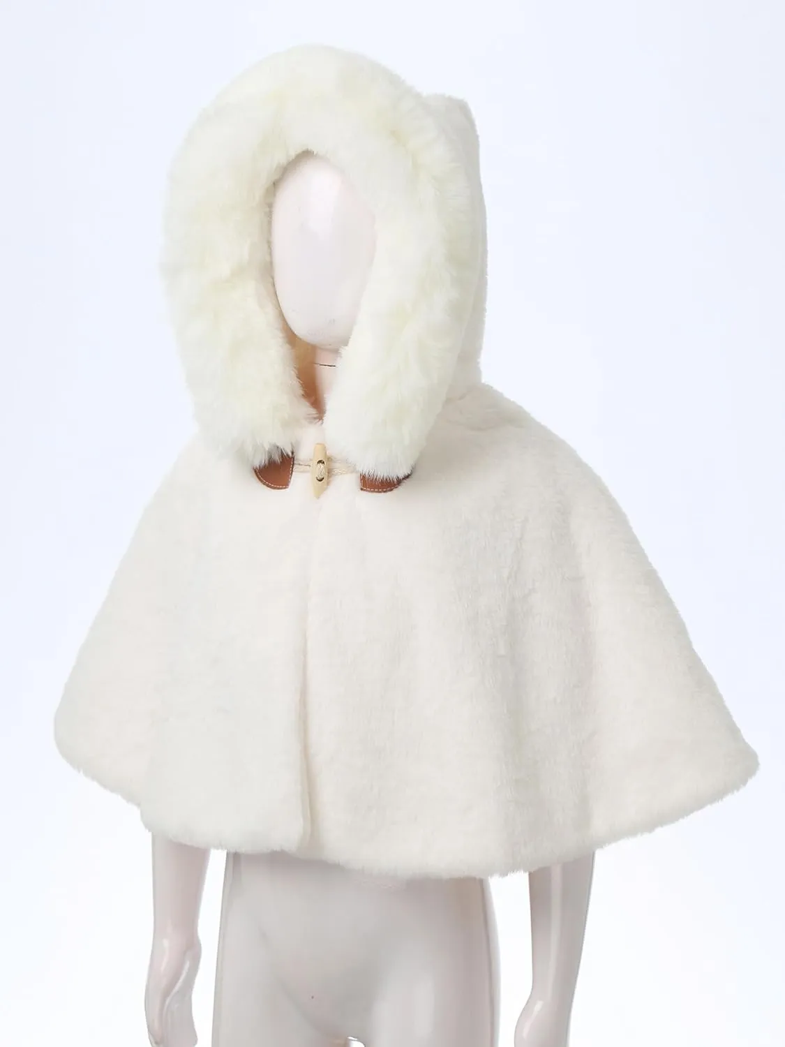 JEATHA Toddler Baby Girls Fleece Carseat Poncho Warm Winter Coat Kids Furry Hooded Cape Cloak Jacket Outerwear