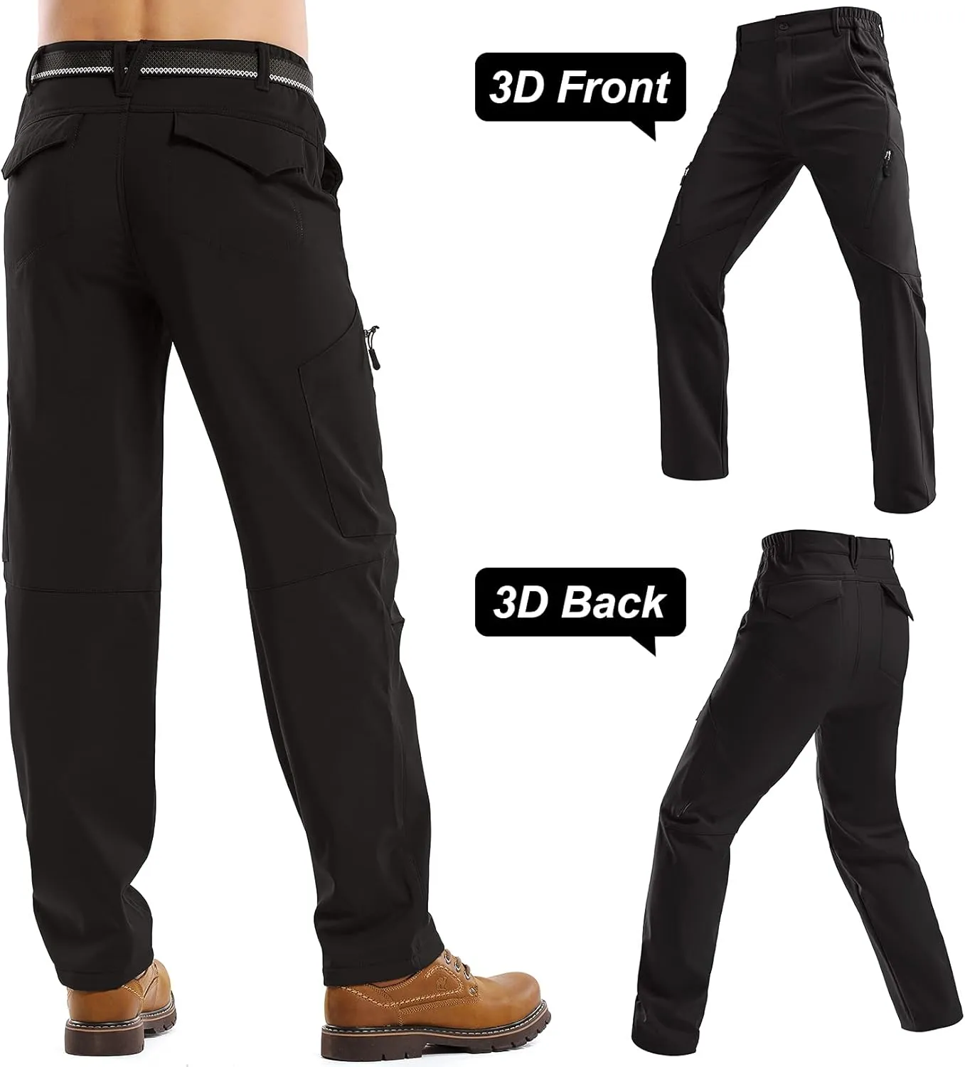 Jessie Kidden Mens Waterproof Hiking Pants, Outdoor Snow Ski Fishing Fleece Lined Insulated Soft Shell Winter Pants