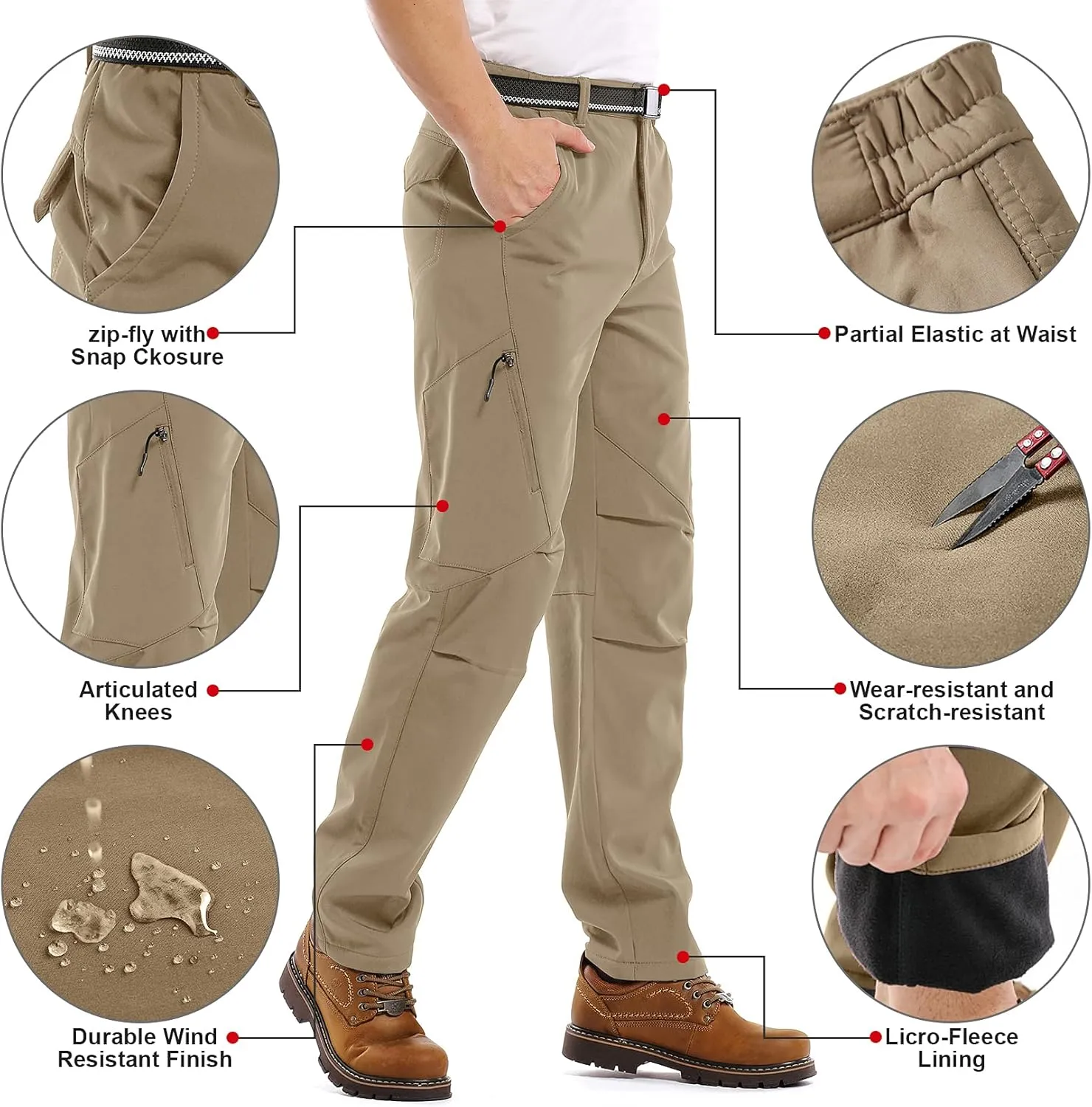 Jessie Kidden Mens Waterproof Hiking Pants, Outdoor Snow Ski Fishing Fleece Lined Insulated Soft Shell Winter Pants