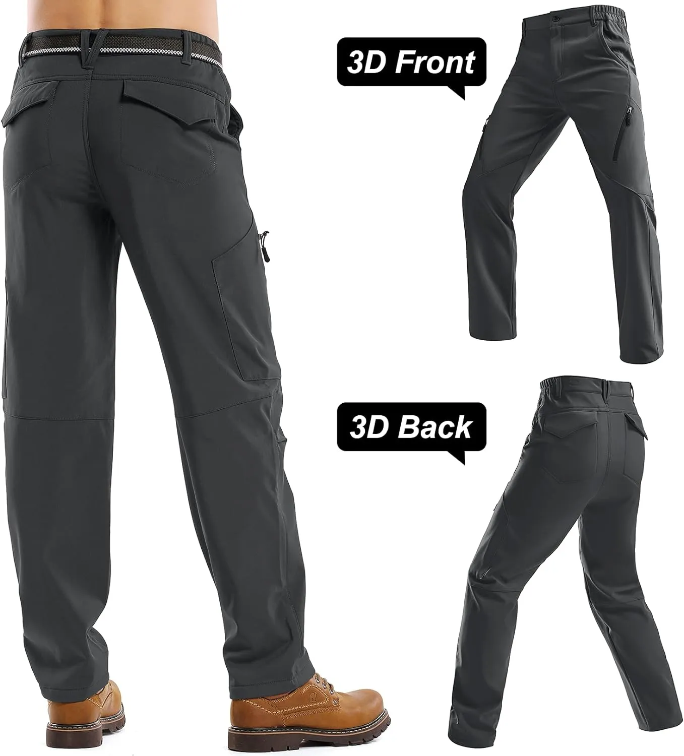 Jessie Kidden Mens Waterproof Hiking Pants, Outdoor Snow Ski Fishing Fleece Lined Insulated Soft Shell Winter Pants