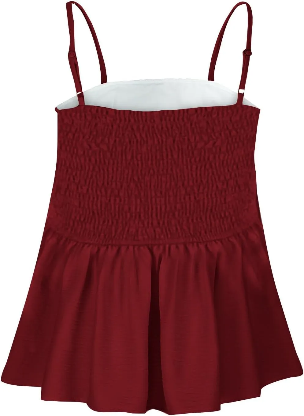 jsaierl Women's Boho Vacation Beach Camisole Tops Fashion Pleated Sleeveless T Shirt Summer Flowy Spaghetti Strap Tank Top