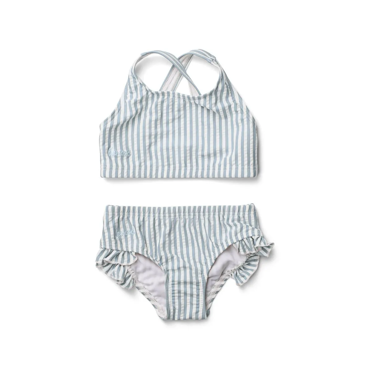 Juliet Bikini - Y/D stripe: Sea blue/white