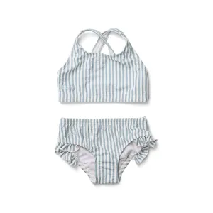 Juliet Bikini - Y/D stripe: Sea blue/white