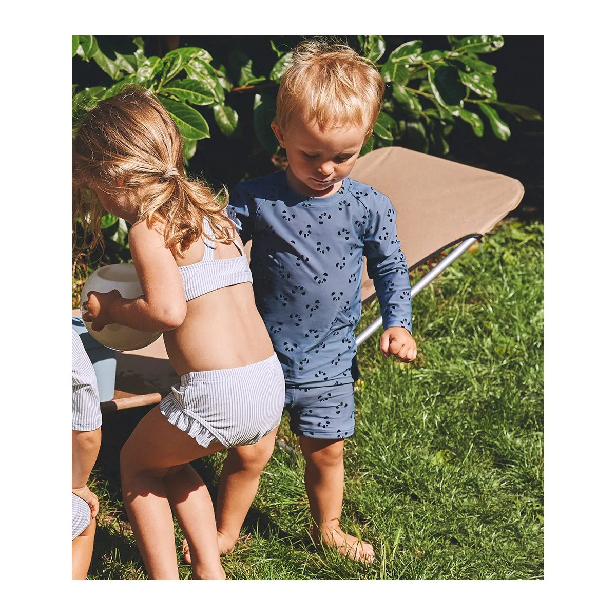 Juliet Bikini - Y/D stripe: Sea blue/white