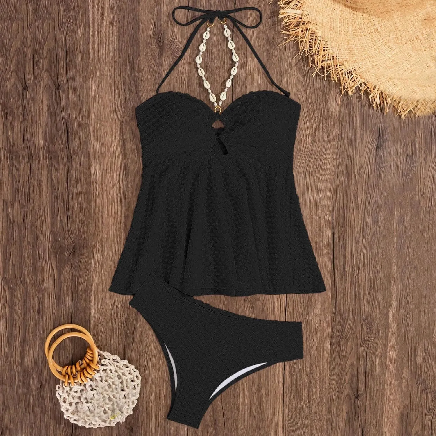 Juniors Beach Camisole Swimsuit Set for Women Cutout Eyelet Hawaiian Overall Seamless Triangle 2 Piece Sets