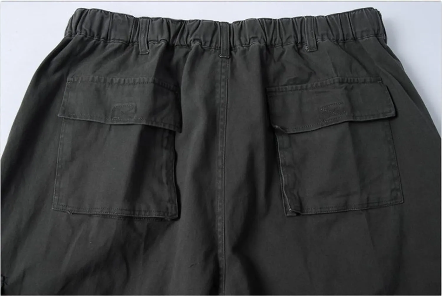 KELYWELL Men Plus Size Cargo Trousers Elastic Waist Loose Cargo Pants Outdoor Dance Pants Loose Baggy Hip Hop Pocket