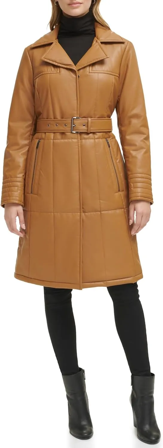 Kenneth Cole Women's Belted Notch Collar Coat