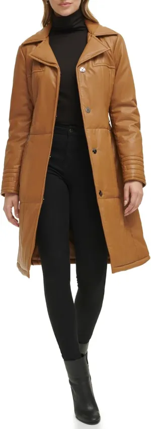 Kenneth Cole Women's Belted Notch Collar Coat