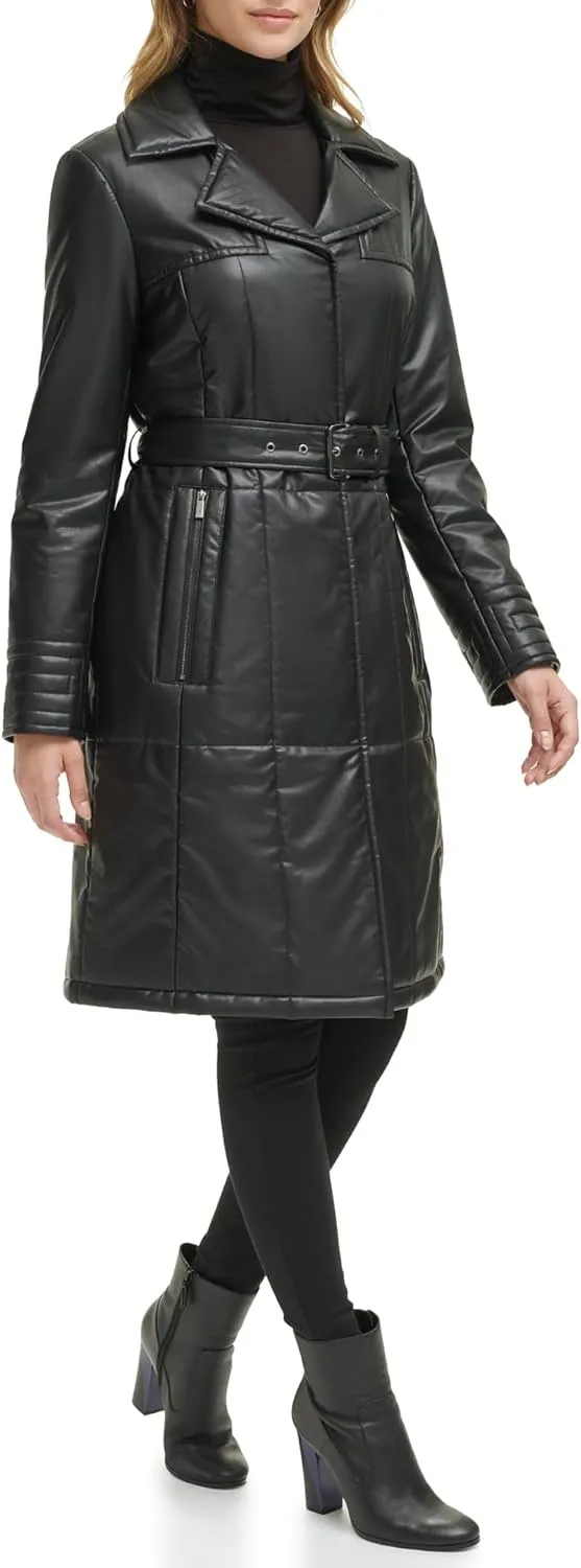 Kenneth Cole Women's Belted Notch Collar Coat