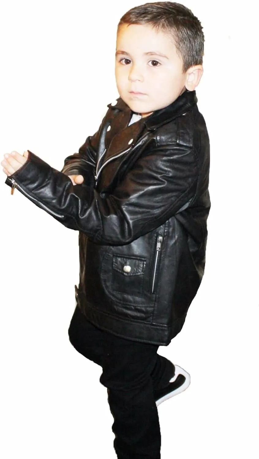 Kids Unixes Genuine Soft Leather Jacket Outerwear Biker Jacket