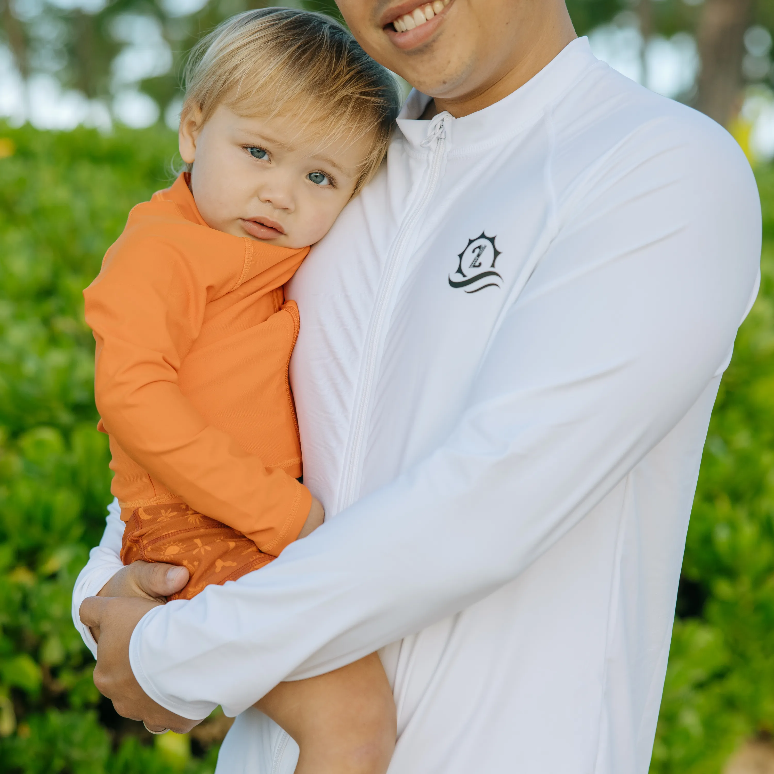 Kids UPF 50  Long Sleeve Zipper Rash Guard Swim Shirt | "Desert Orange"