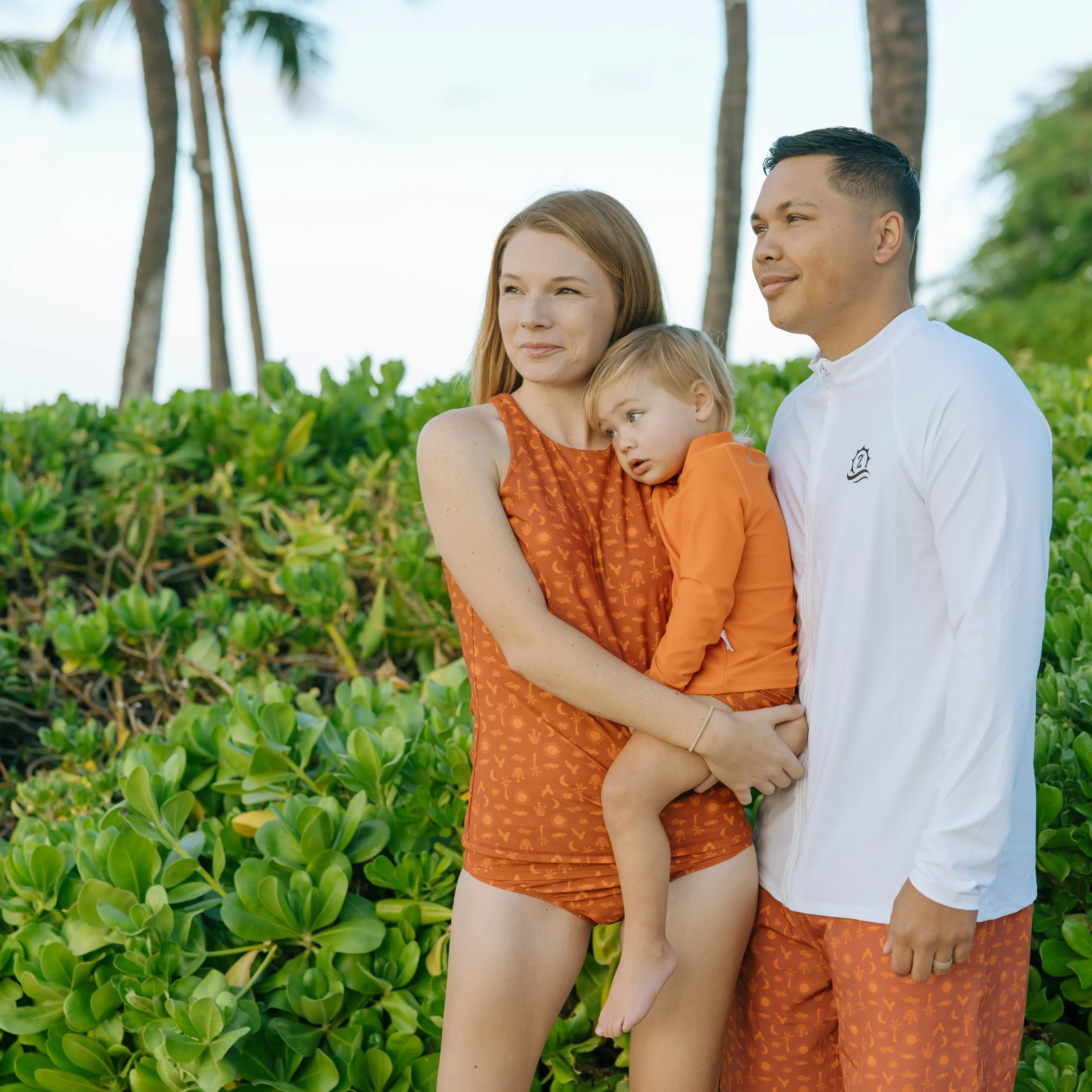 Kids UPF 50  Long Sleeve Zipper Rash Guard Swim Shirt | "Desert Orange"