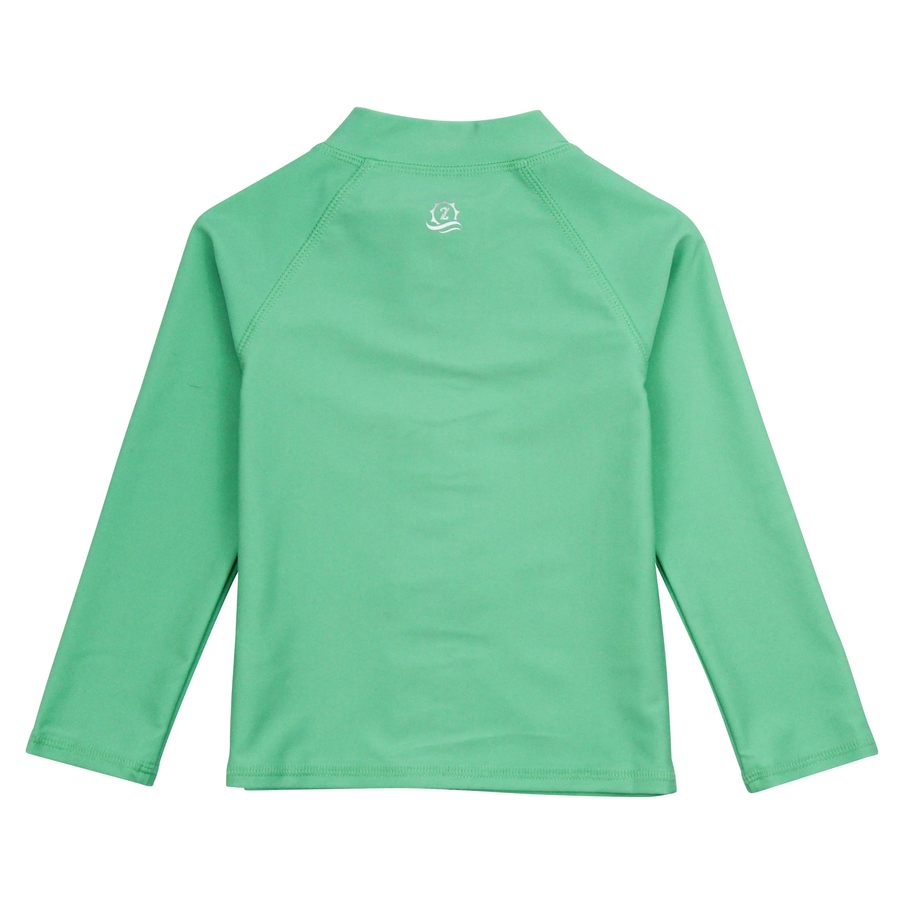 Kids UPF 50  Long Sleeve Zipper Rash Guard Swim Shirt | "Light Jade"