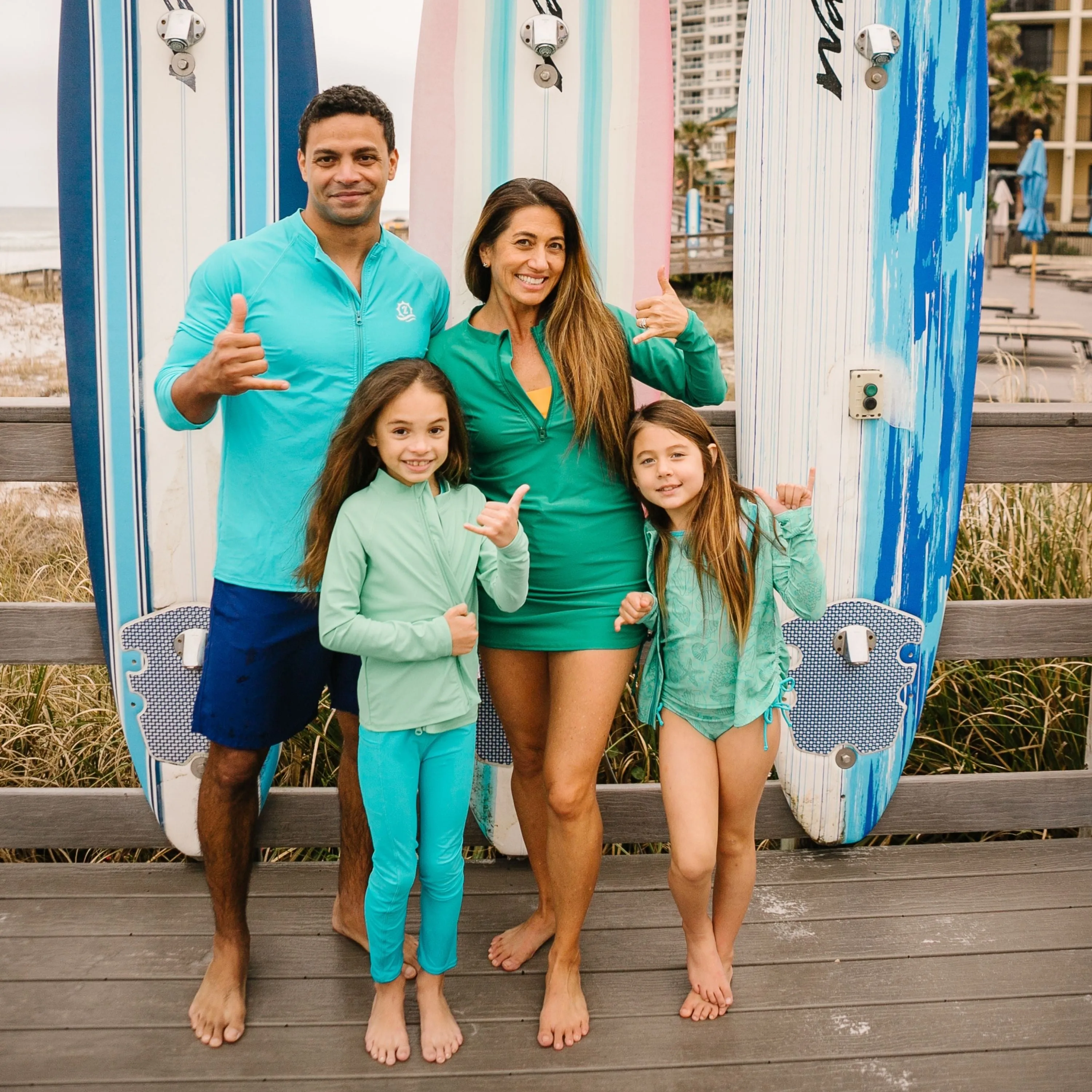 Kids UPF 50  Long Sleeve Zipper Rash Guard Swim Shirt | "Light Jade"