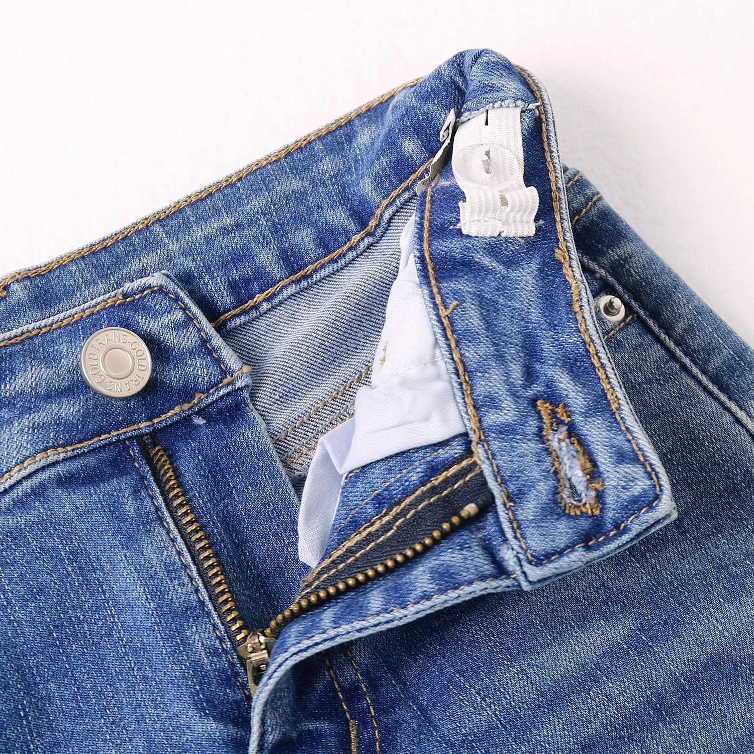 KIDSCOOL SPACE Baby Girl Boy Jeans,Soft Ripped Denim Elastic Band Inside Pants