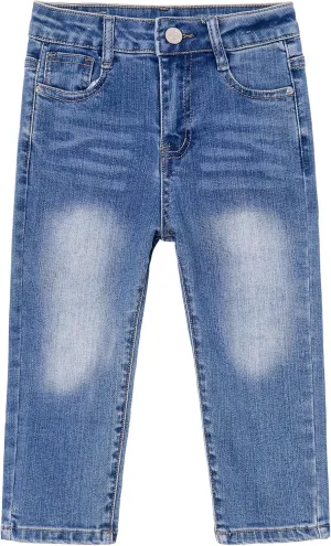 KIDSCOOL SPACE Baby Girl Boy Jeans,Soft Ripped Denim Elastic Band Inside Pants