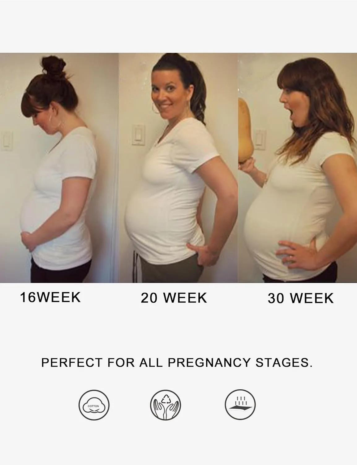 KIM S Maternity Shirts, 3 Packs Maternity Shirt Side Ruched Maternity Tops Casual Pregnancy Maternity-Clothes