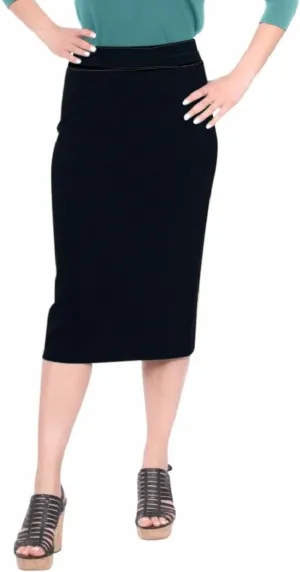 Kosher Casual Women's Modest Midi Lightweight Cotton Spandex Tapered Pencil Skirt