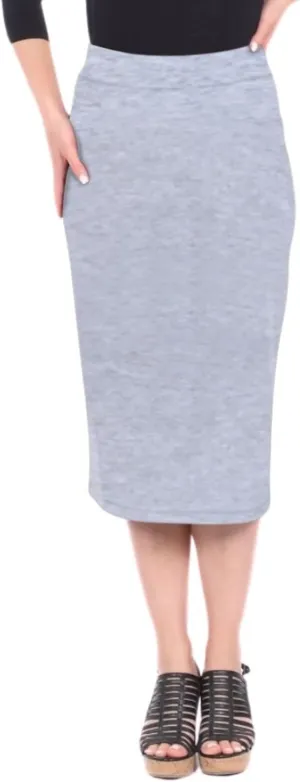 Kosher Casual Women's Modest Midi Lightweight Cotton Spandex Tapered Pencil Skirt