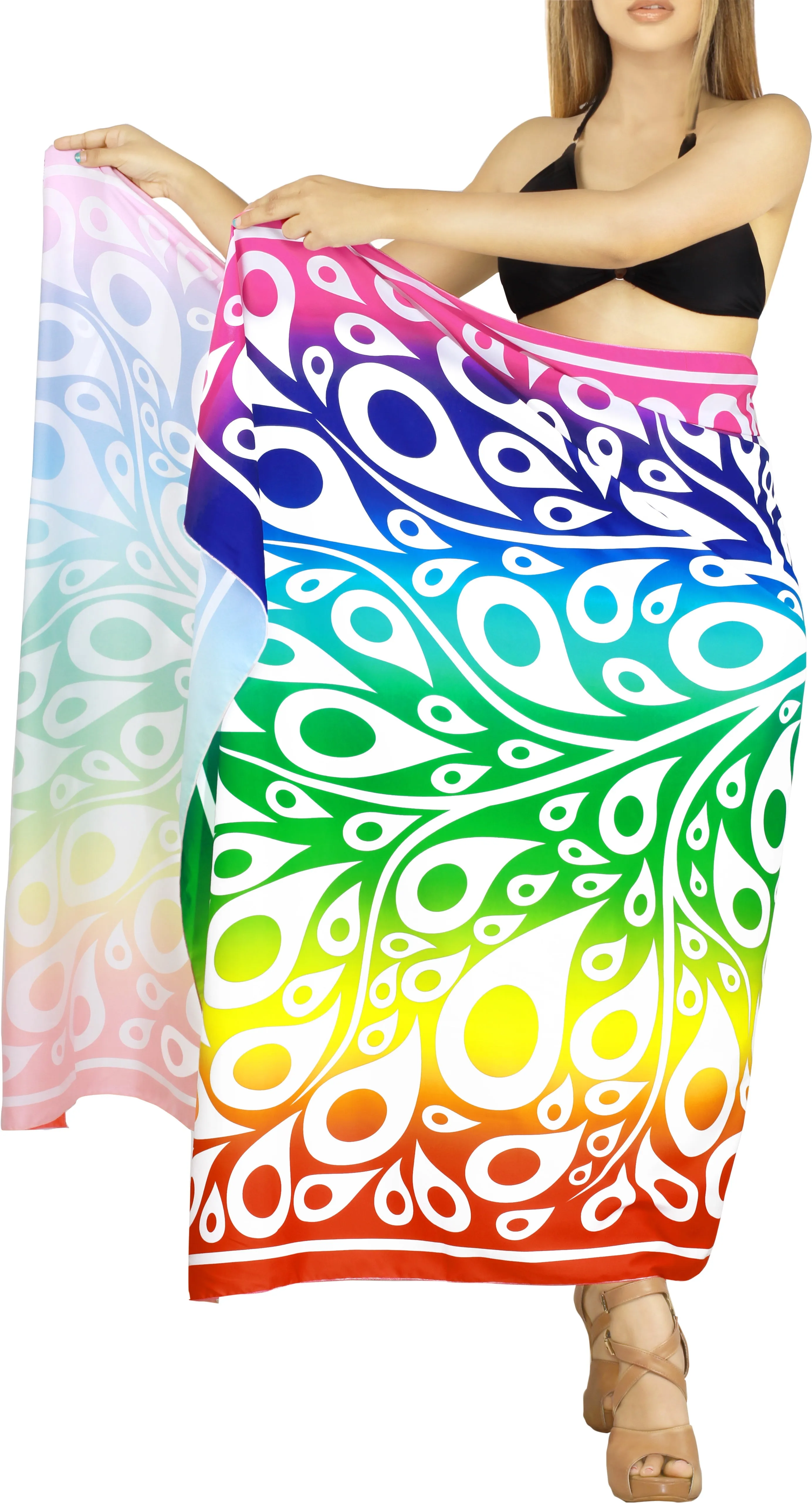 LA LEELA Printed Beach Sarong for Women Beach Wrap Cover Up for Swimsuit - ONE SIZE