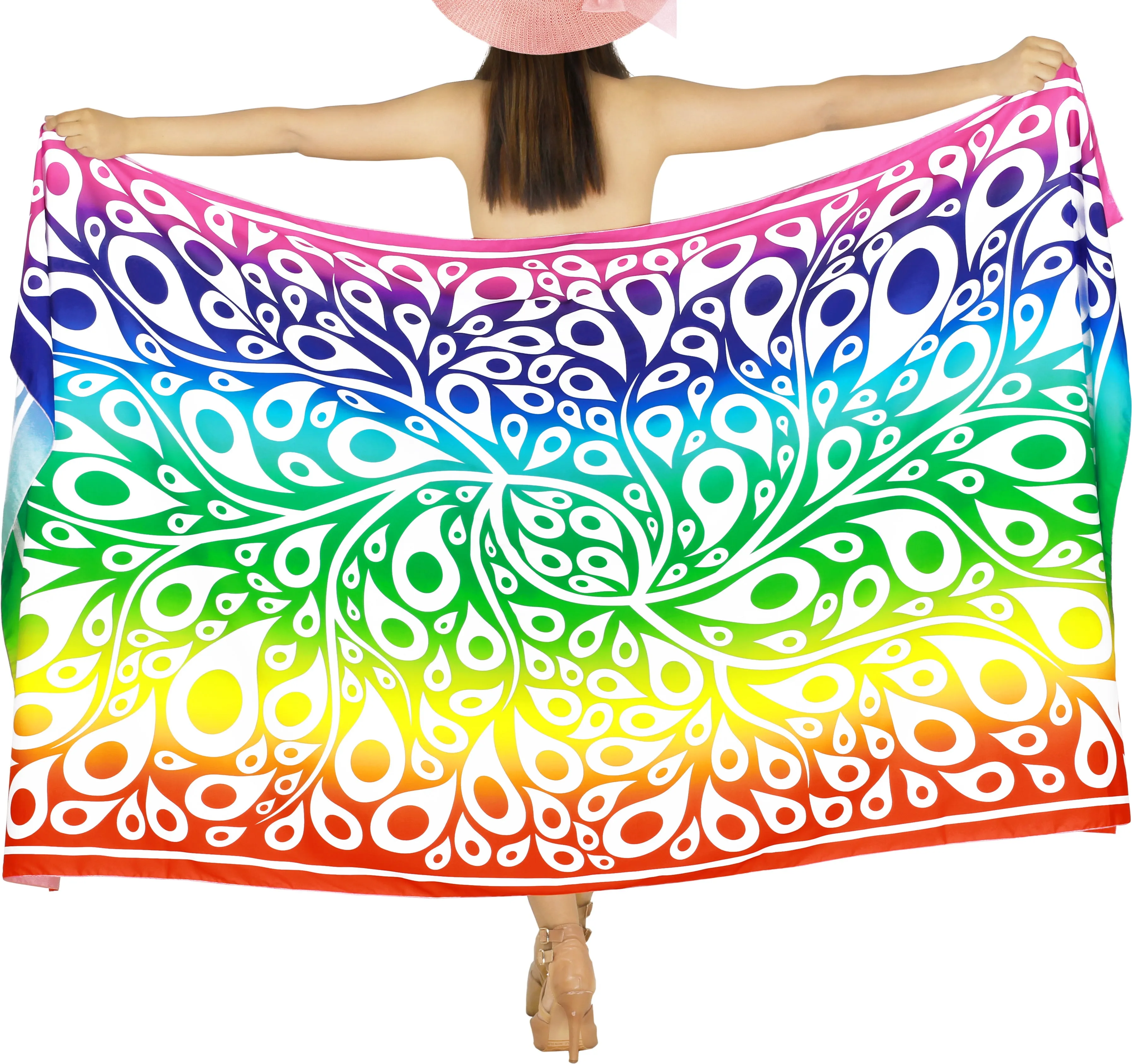LA LEELA Printed Beach Sarong for Women Beach Wrap Cover Up for Swimsuit - ONE SIZE