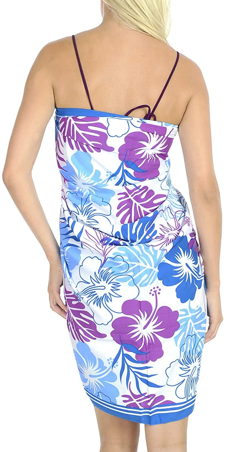 LA LEELA Soft Light Scarf Dress Bikini Wrap Sarong Printed 72"X42" Purple_5616