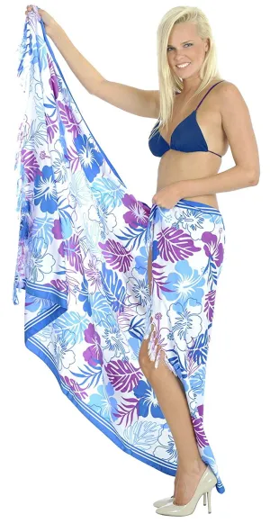 LA LEELA Soft Light Scarf Dress Bikini Wrap Sarong Printed 72"X42" Purple_5616