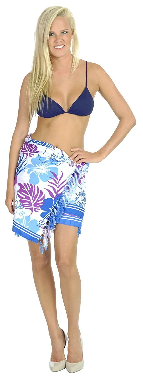 LA LEELA Soft Light Scarf Dress Bikini Wrap Sarong Printed 72"X42" Purple_5616