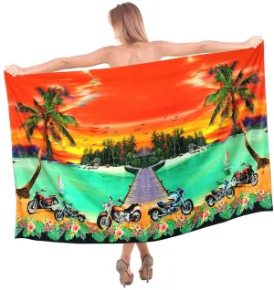 LA LEELA Women Beachwear Sarong Bikini Coverup Wrap Dress Digital Plus Size