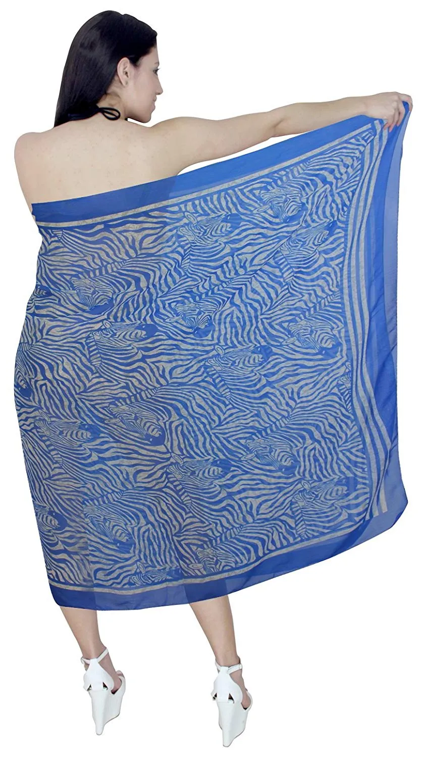 LA LEELA Women Bikini Cover up Wrap Swimwear Sarong Satin_Stripe ONE Size