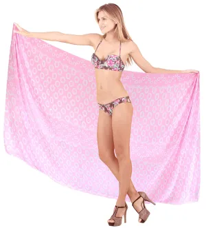 LA LEELA Women Bikini Cover up Wrap Swimwear Sarong Satin_Stripe ONE Size