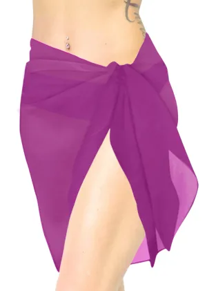 La Leela Women's Bikini Beach Wrap Hawaiian Sarong Swimming Suit Bathing Pareo Beachwear Dress Cover up Long 68"x42" Purple 116918