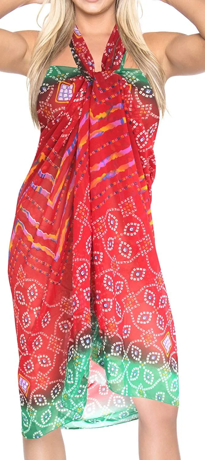 LA LEELA Women's Bikini Wrap Cover up Swimsuit Dress Sarong Gradient ONE Size
