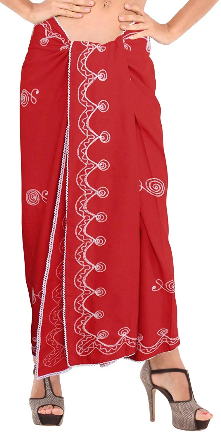 LA LEELA Women's Bikini Wrap Cover up Swimsuit Dress Sarong Solid 15 ONE Size