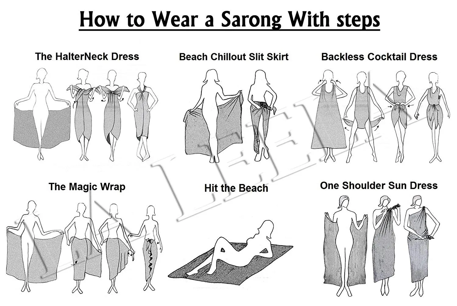 LA LEELA Women's Bikini Wrap Cover up Swimsuit Dress Sarong Solid 15 ONE Size