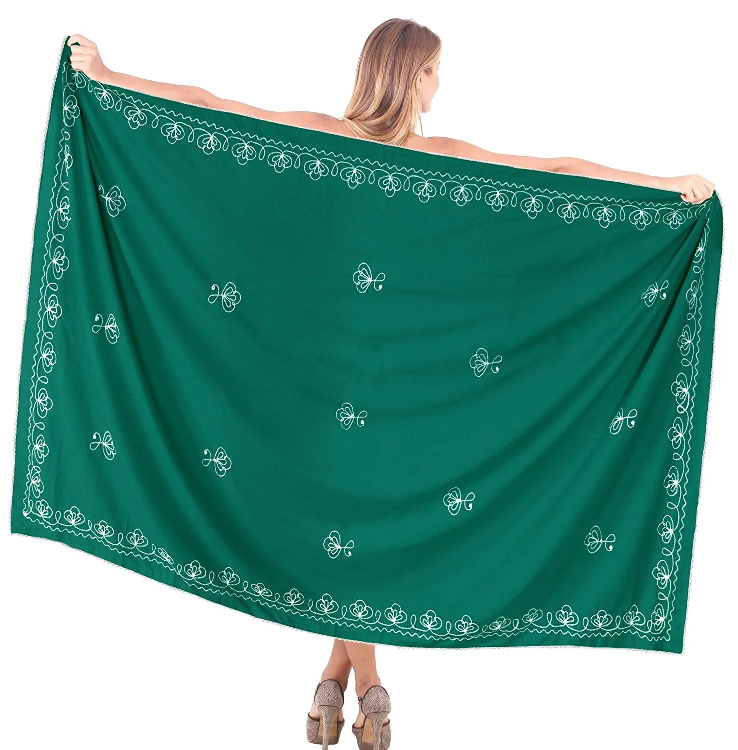 LA LEELA Women's Bikini Wrap Cover up Swimsuit Dress Sarong Solid 15 ONE Size