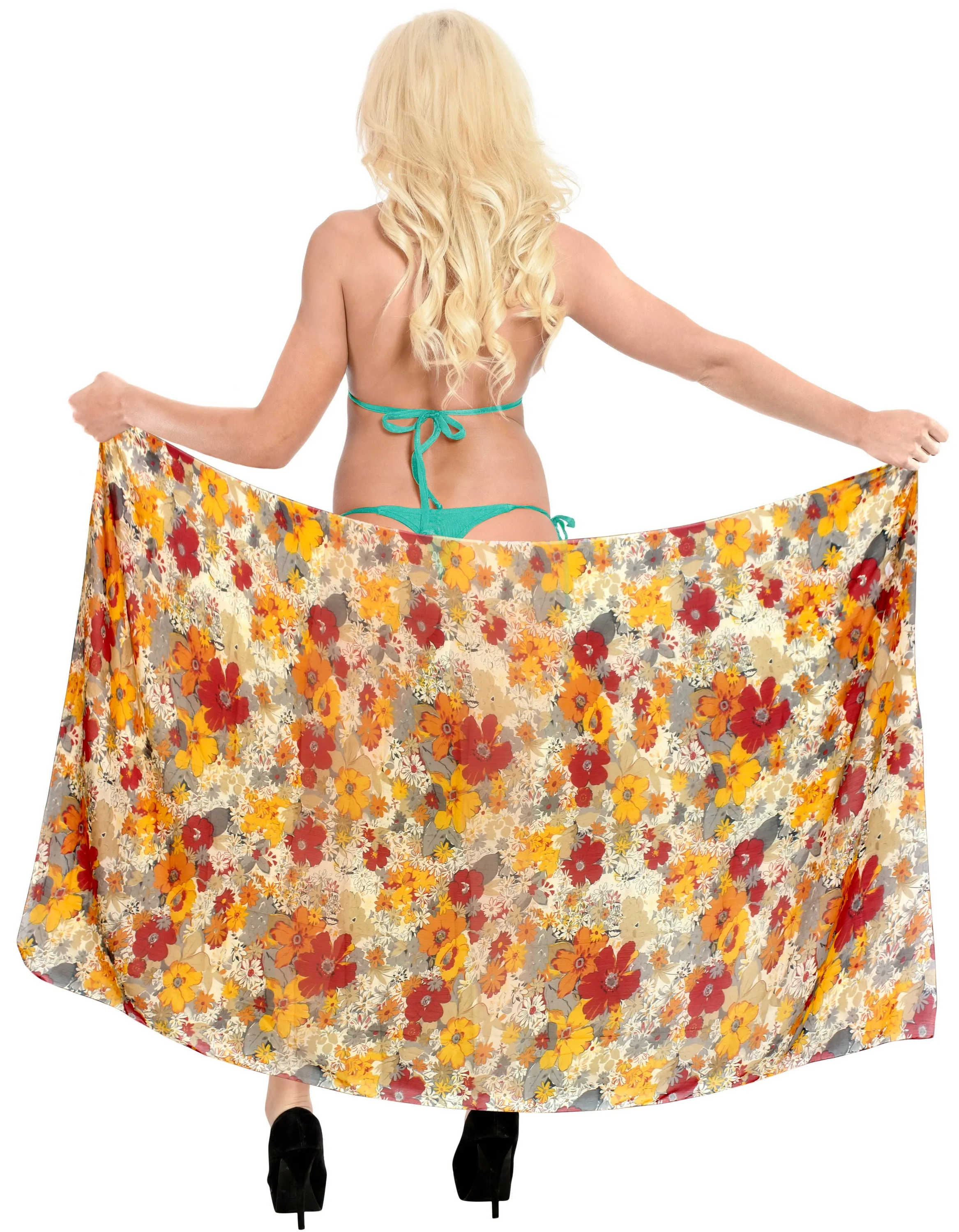 La Leela Women's Hawaiian Bikini Beach Wrap Sheer Sarong Swimming Bathing suit Beachwear Swim Dress Pareo Cover up Long 78"X42"  Beige 137734