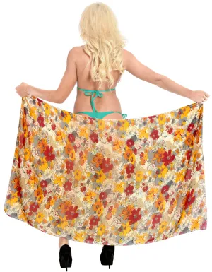 La Leela Women's Hawaiian Bikini Beach Wrap Sheer Sarong Swimming Bathing suit Beachwear Swim Dress Pareo Cover up Long 78"X42"  Beige 137734