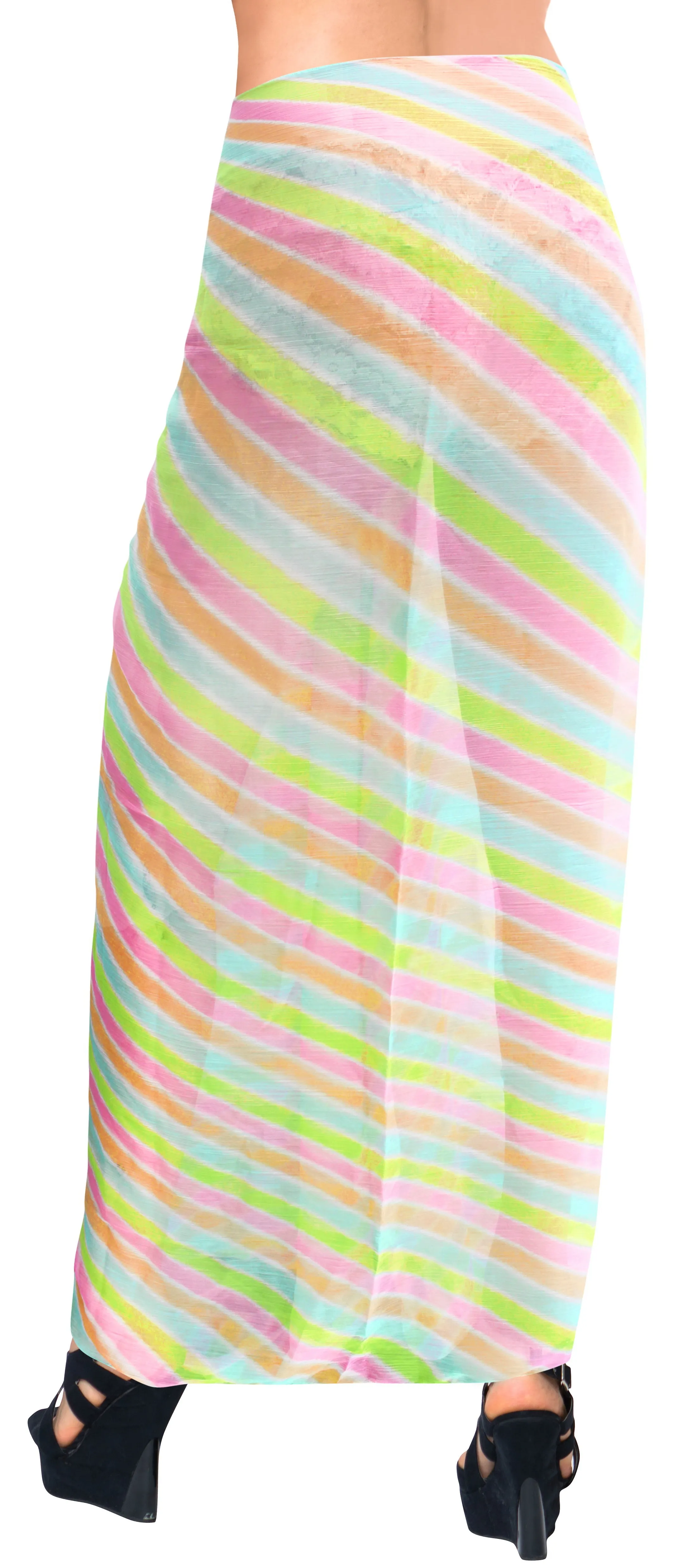 La Leela Women's Hawaiian Bikini Beach Wrap Sheer Sarong Swimming Bathing suit Beachwear Swim Dress Pareo Cover up Long 78"X42"  Beige 137755