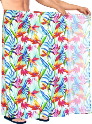 La Leela Women's Hawaiian Bikini Beach Wrap Sheer Sarong Swimming Bathing suit Beachwear Swim Dress Pareo Cover up Long 78"X42"  Blue 913587