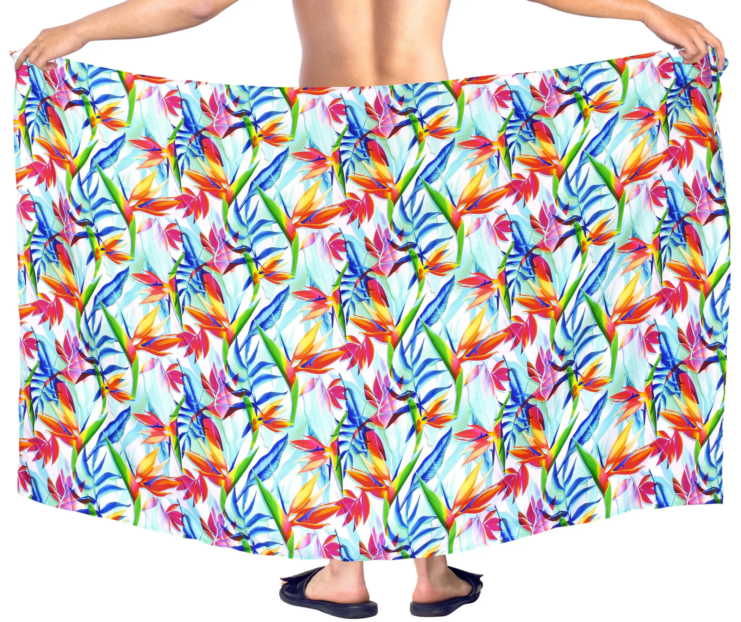 La Leela Women's Hawaiian Bikini Beach Wrap Sheer Sarong Swimming Bathing suit Beachwear Swim Dress Pareo Cover up Long 78"X42"  Blue 913587