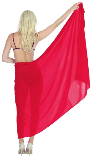 La Leela Women's Hawaiian Bikini Beach Wrap Sheer Sarong Swimming Bathing suit Beachwear Swim Dress Pareo Cover up Long 78"X42"  Pink 122597