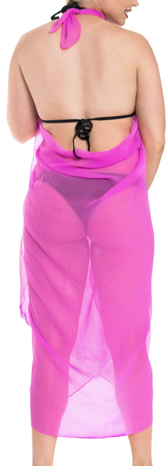 La Leela Women's Hawaiian Bikini Beach Wrap Sheer Sarong Swimming Bathing suit Beachwear Swim Dress Pareo Cover up Long 78"X42"  Pink 135269