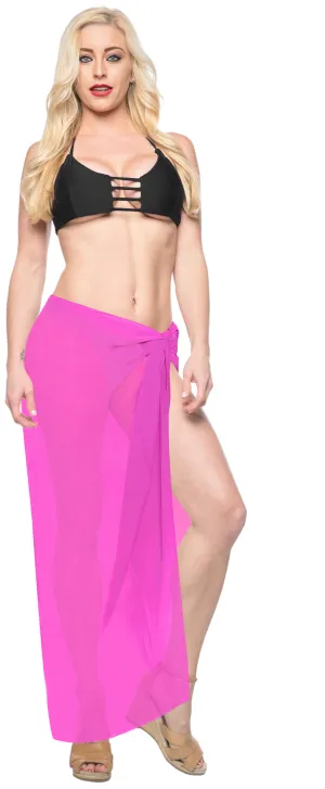 La Leela Women's Hawaiian Bikini Beach Wrap Sheer Sarong Swimming Bathing suit Beachwear Swim Dress Pareo Cover up Long 78"X42"  Pink 135269